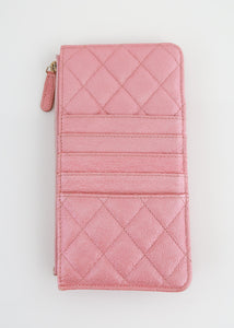 Chanel Caviar Iridescent Pink Flat Wallet