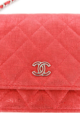 Load image into Gallery viewer, Chanel Quilted Glitter Wallet on Chain Red