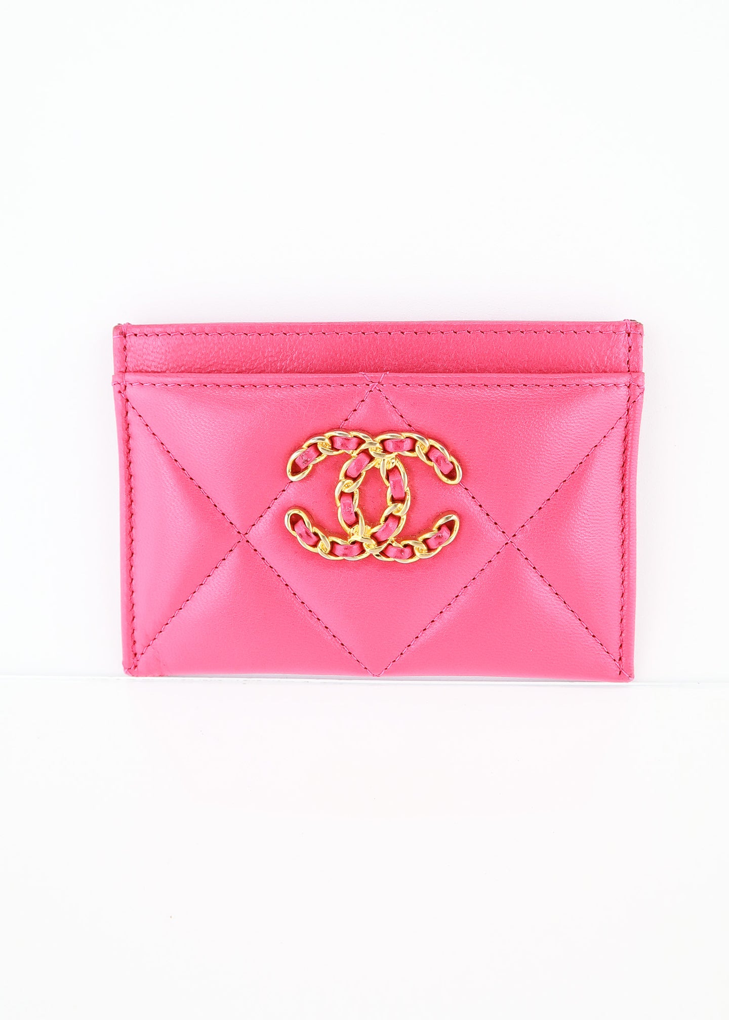 Chanel 19 Card Holder Dark Pink
