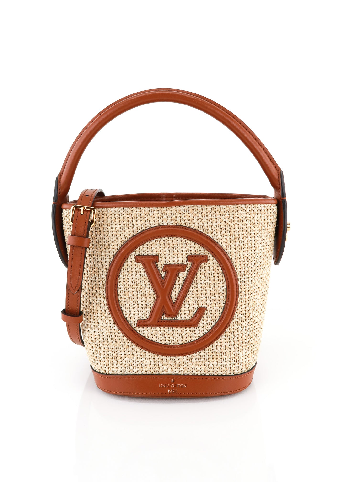 LOUIS VUITTON Shoulder Bag M59961 LV circle petit bucket Raffia/leathe –