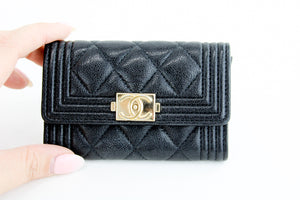 Chanel Compact Boy Wallet Black