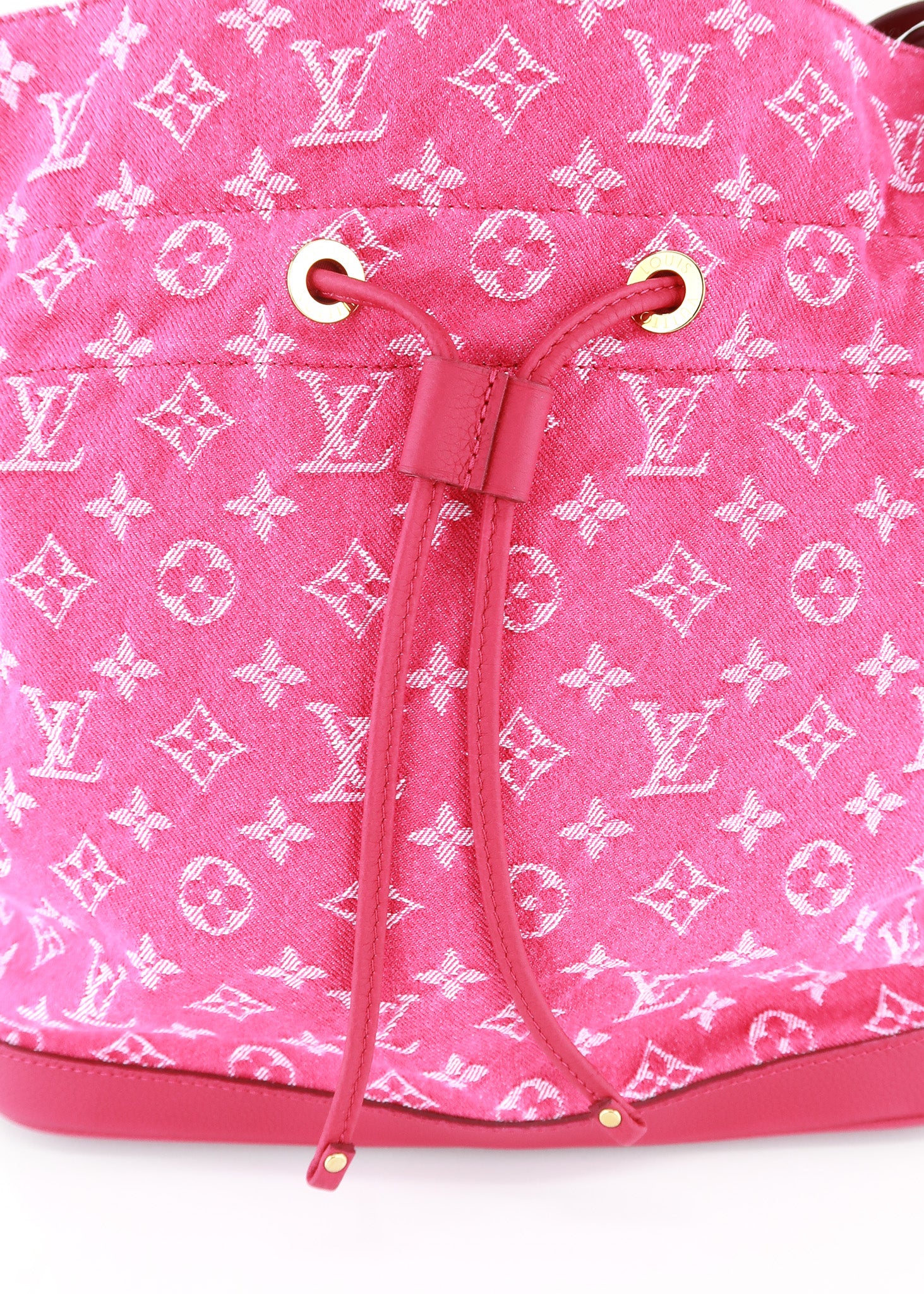 Louis Vuitton Pink Monogram Denim Noefull MM Leather Pony-style