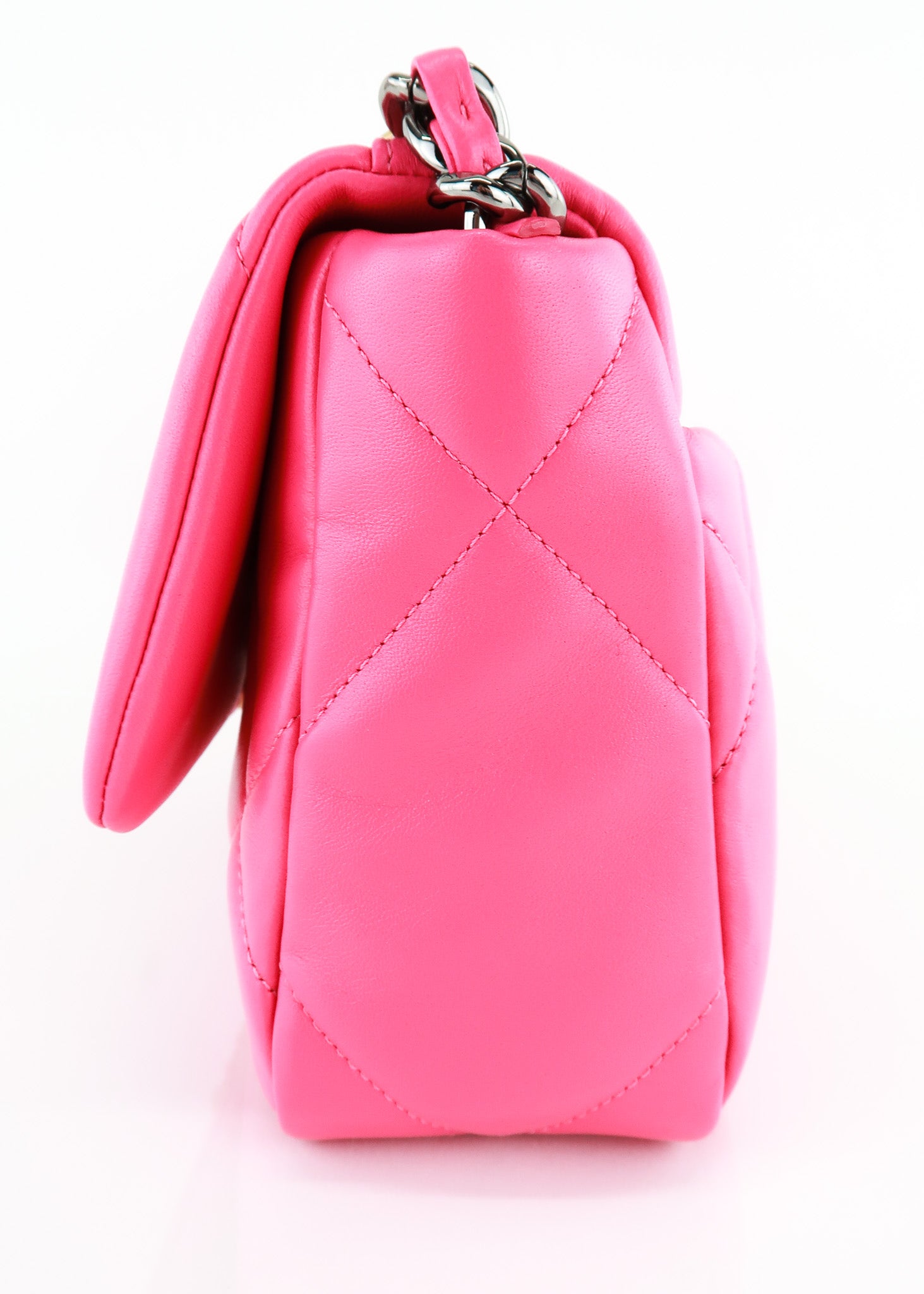 Chanel Lambskin Quilted Mini Rectangular Flap Dark Pink