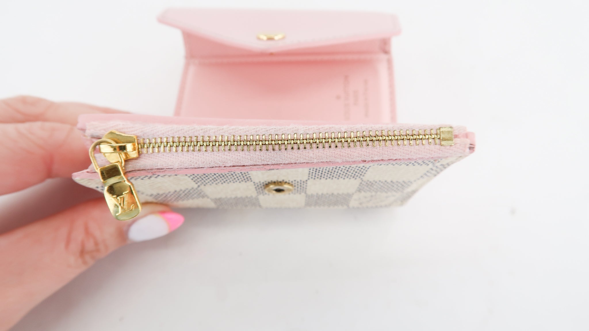 Louis Vuitton LV GHW Zoe Wallet Damier Azur Pink/White N60292　W/Box