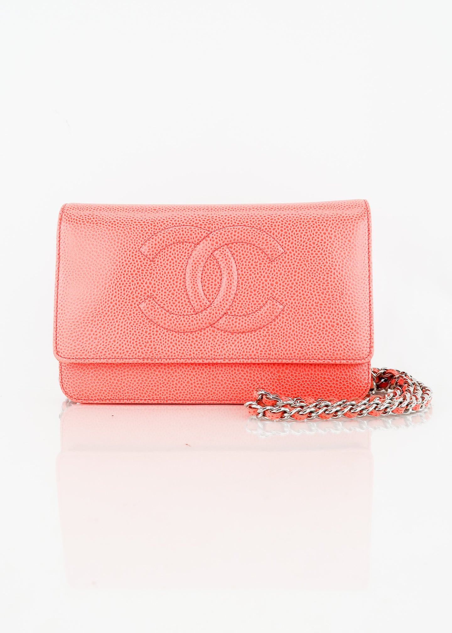 Another beauty from Chanel. Chanel wallet on chain (WOC) in Coral