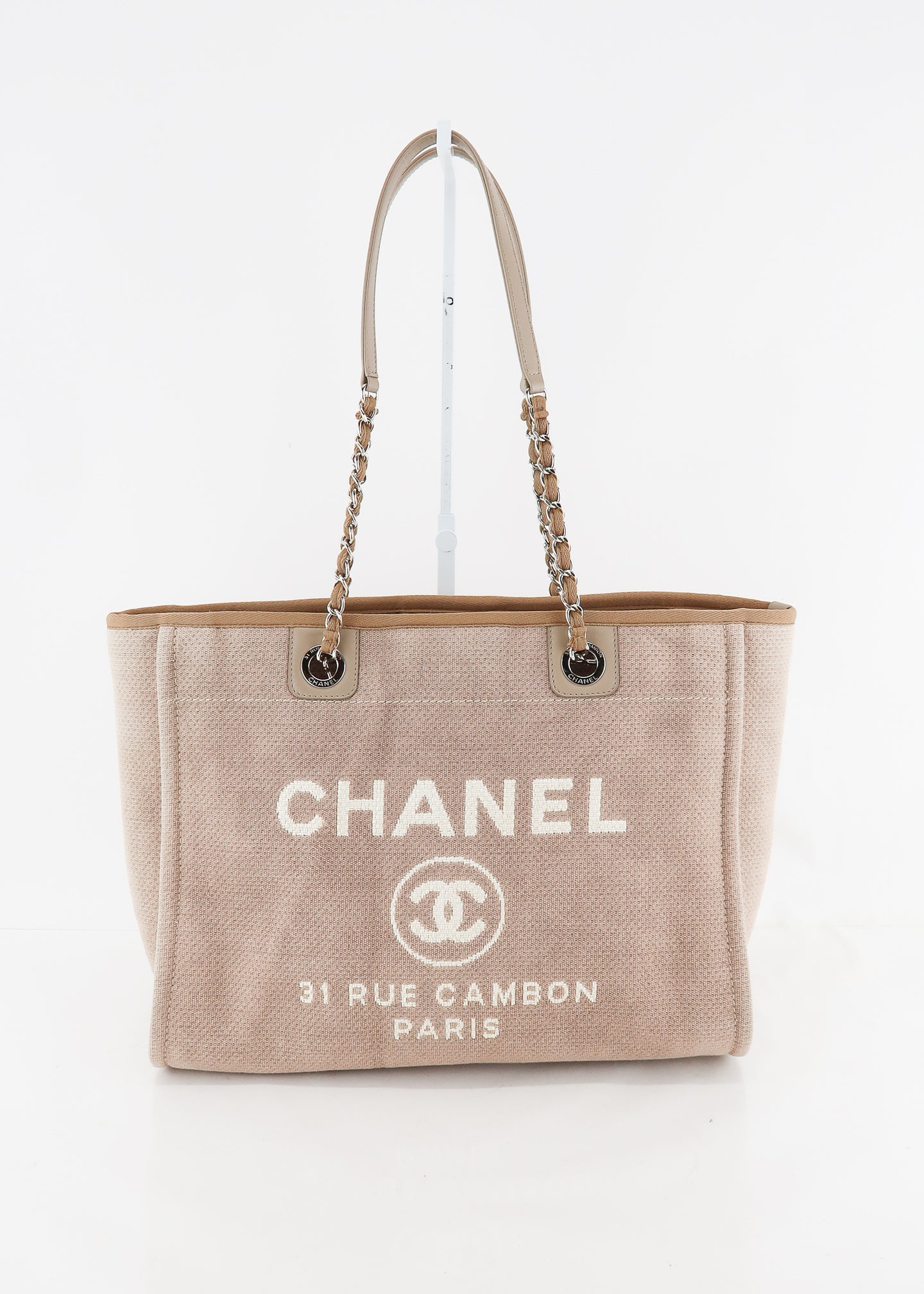 Chanel Brown Large Deauville Canvas Tote Bag Black Beige Leather Cloth  Pony-style calfskin Cloth ref.225859 - Joli Closet