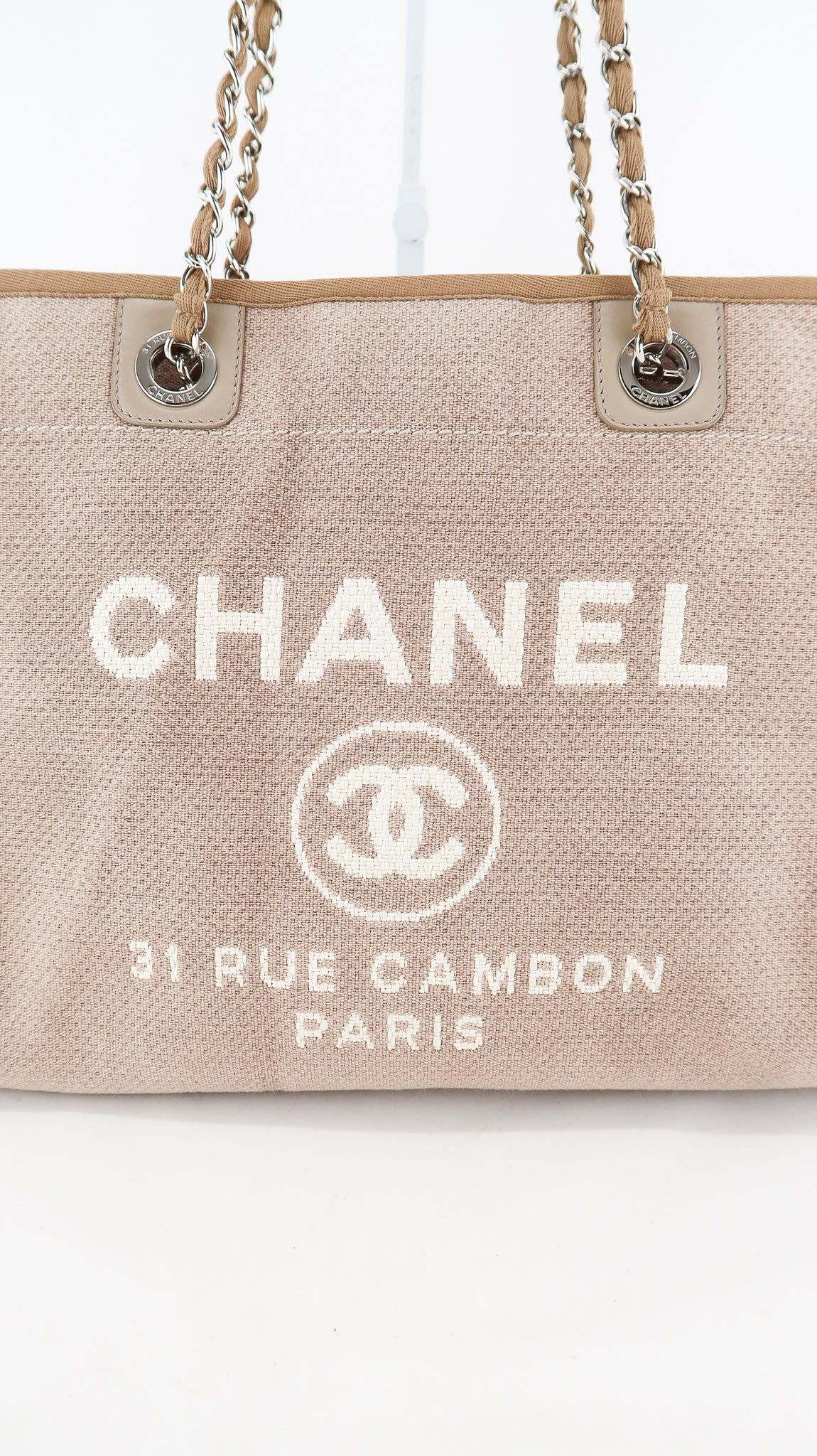 Chanel Deauville small tote bag beige canvas
