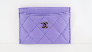 Chanel Caviar Quilted Card Holder Purple
