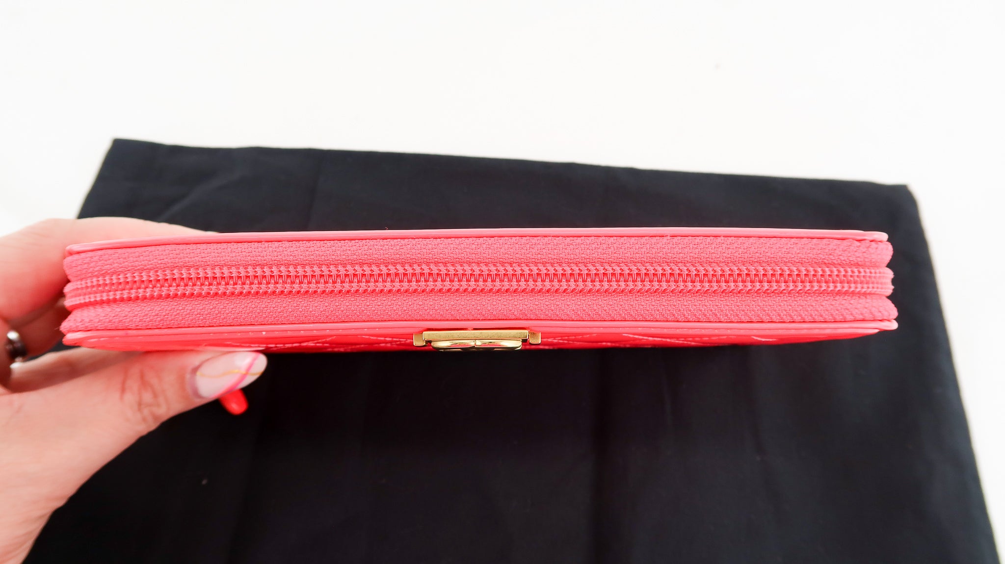 Chanel Patent Leather Zippy Wallet Neon Pink – DAC