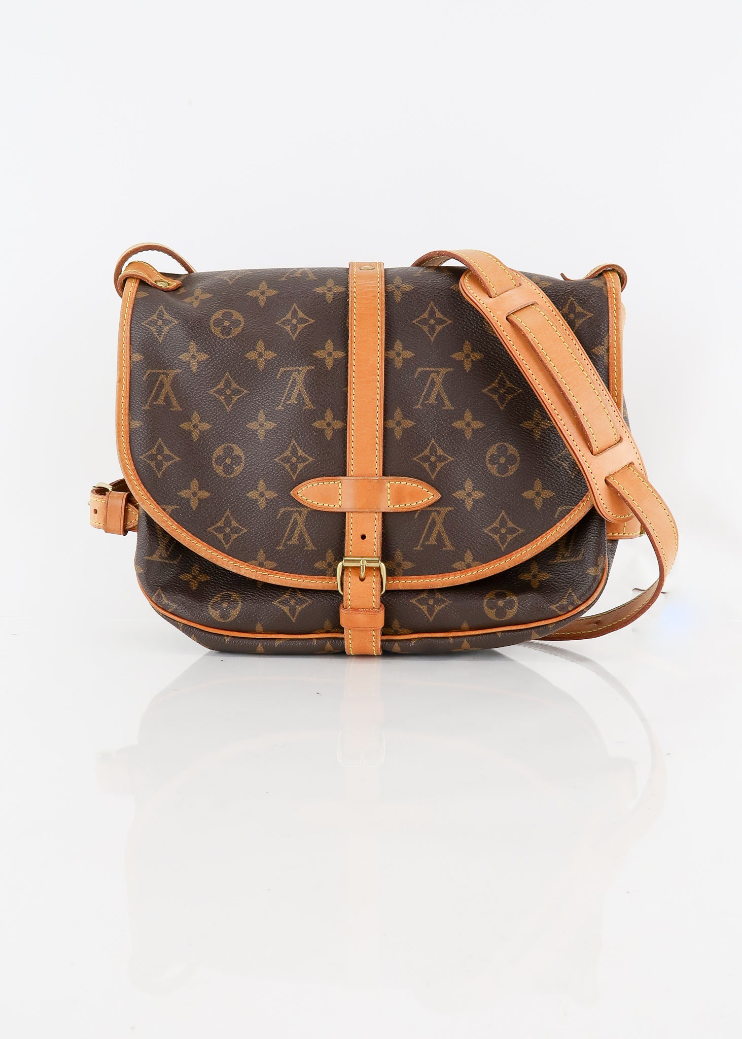 Saumur 25, Used & Preloved Louis Vuitton Crossbody Bag, LXR USA, Brown