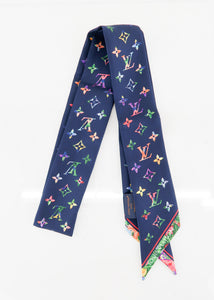 Louis Vuitton - Authenticated Scarf - Silk Blue For Woman, Never Worn