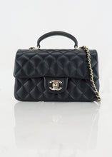 Load image into Gallery viewer, Chanel Lambskin Quilted Mini Top Handle Rectangle Flap Black