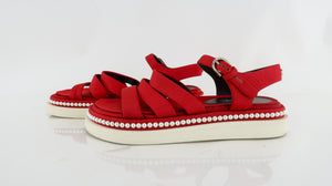 Chanel Pearl Sandals Red