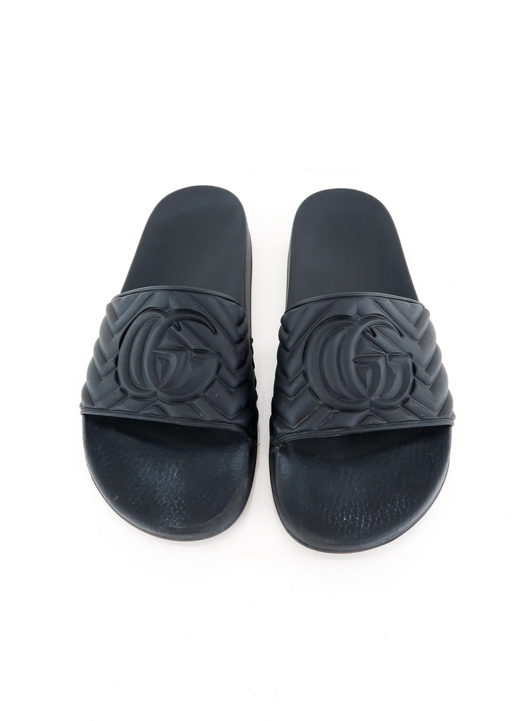 Gucci Matelasse Rubber Slide Black DAC