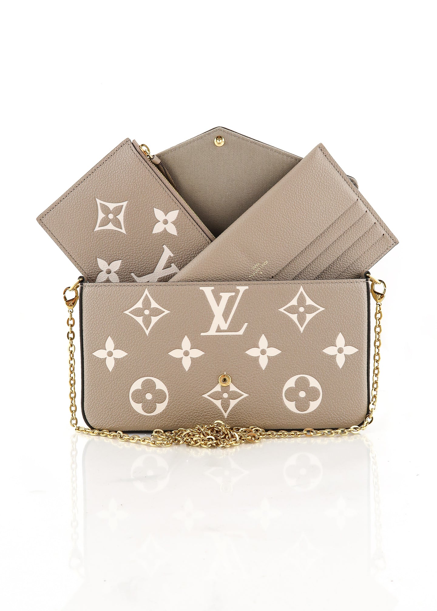 Louis Vuitton Felicie Pochette Dove/Cream in Leather with Gold