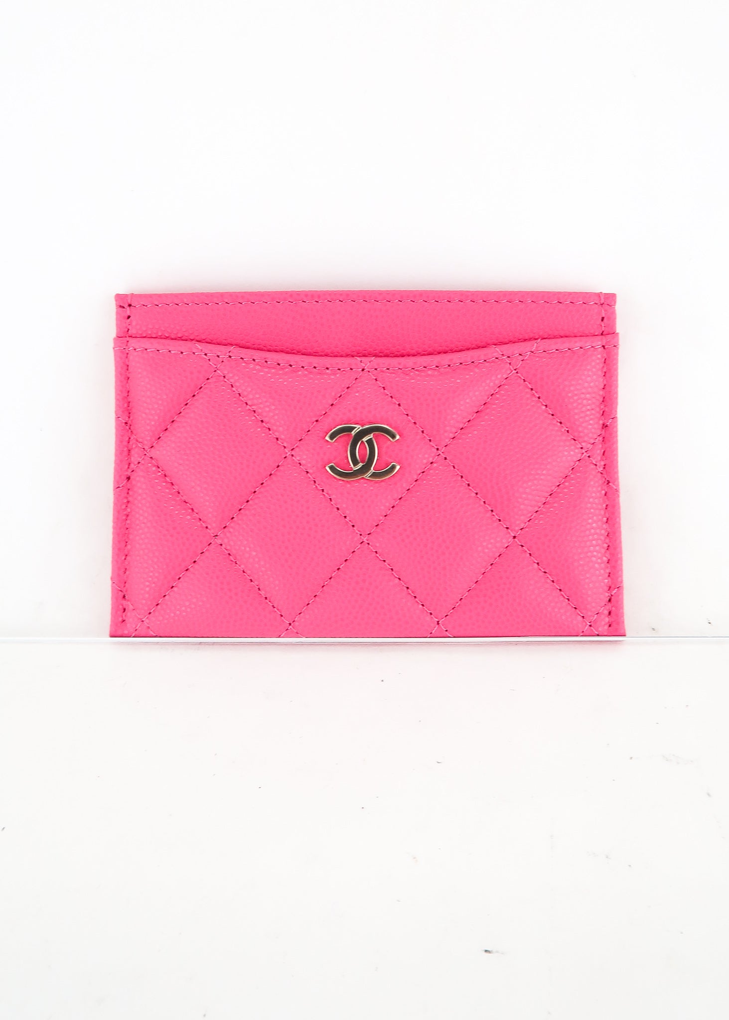 CHANEL Caviar Quilted Key Holder Case Pink 429987
