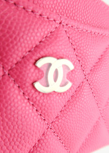 Chanel Caviar Card Holder Neon Pink