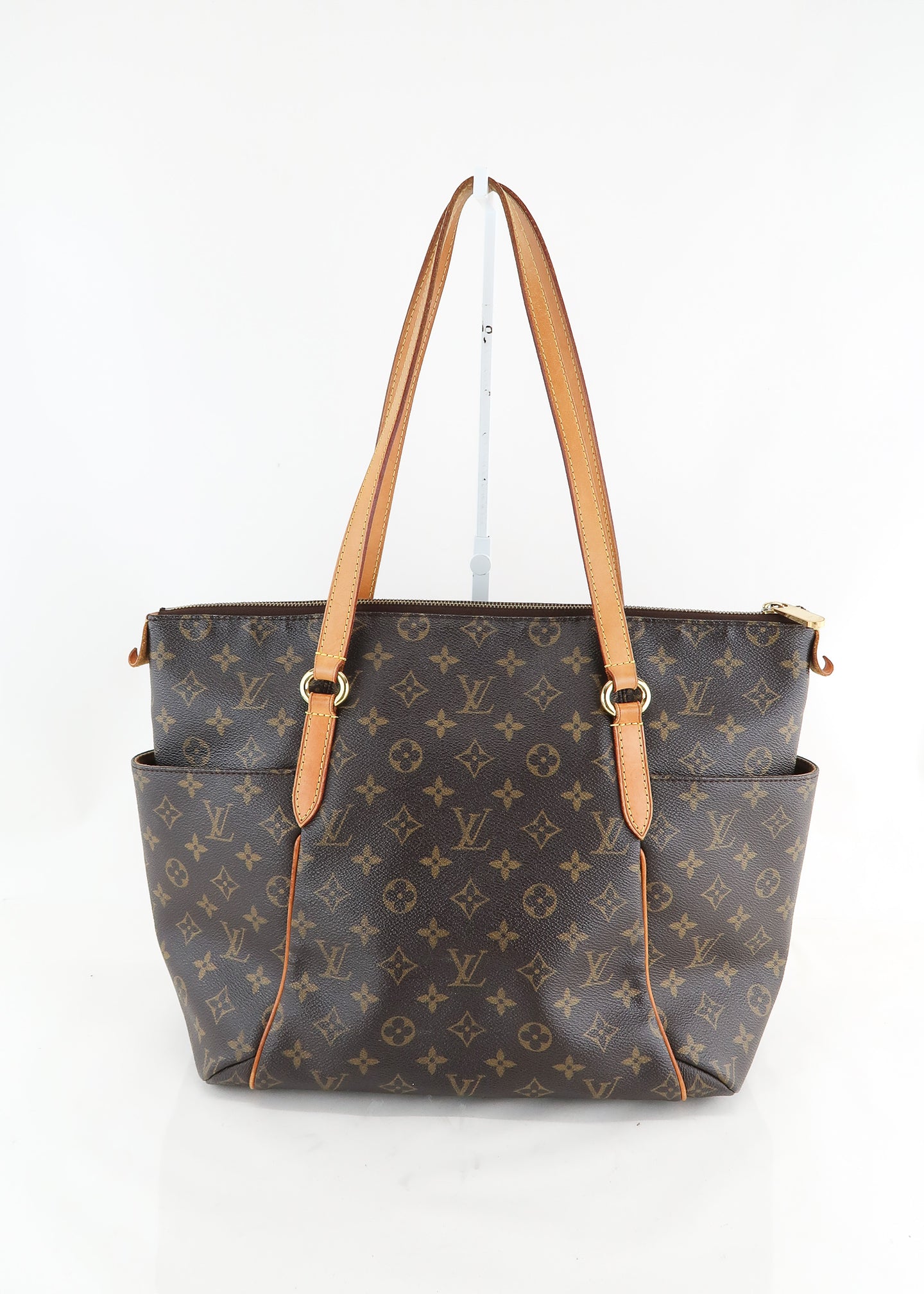 Auth Louis Vuitton Totally GM White Checkered Coated Canvas Shoulder Tote  Bag