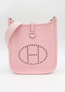 Hermes Pink Taurillon Clemence TPM Shoulder Bag