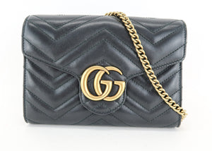 Gucci Marelasse Marmont Wallet on a Chain Black