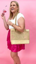 Load image into Gallery viewer, Chanel Triple Coco Lambskin Straw Tote Beige