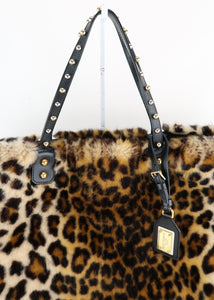 Grey Leopard Faux Fur Oversized Tote - Adorn Goods