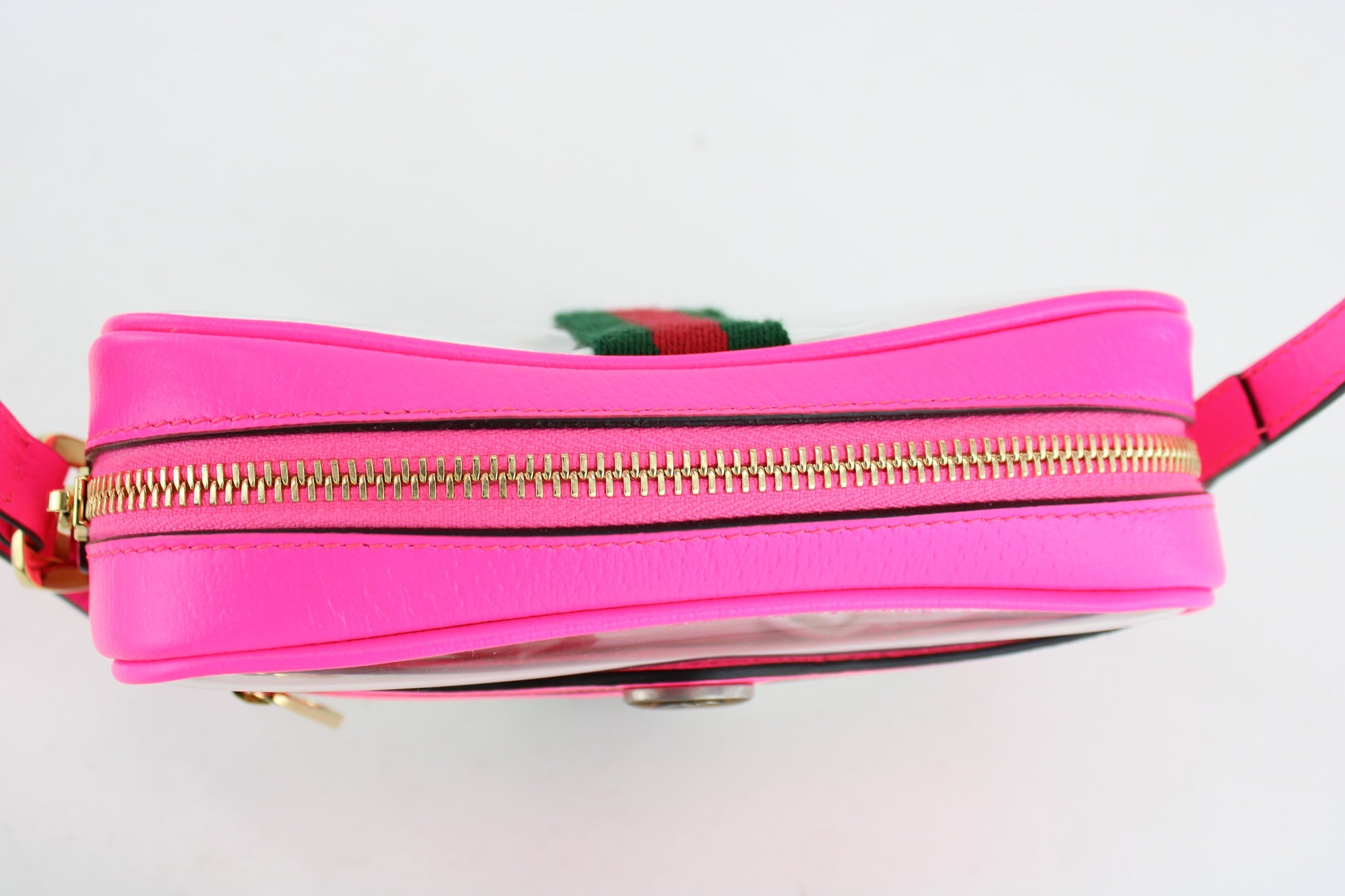 Gucci Pink Leather Clear PVC Mini Ophidia Crossbody Bag - Yoogi's