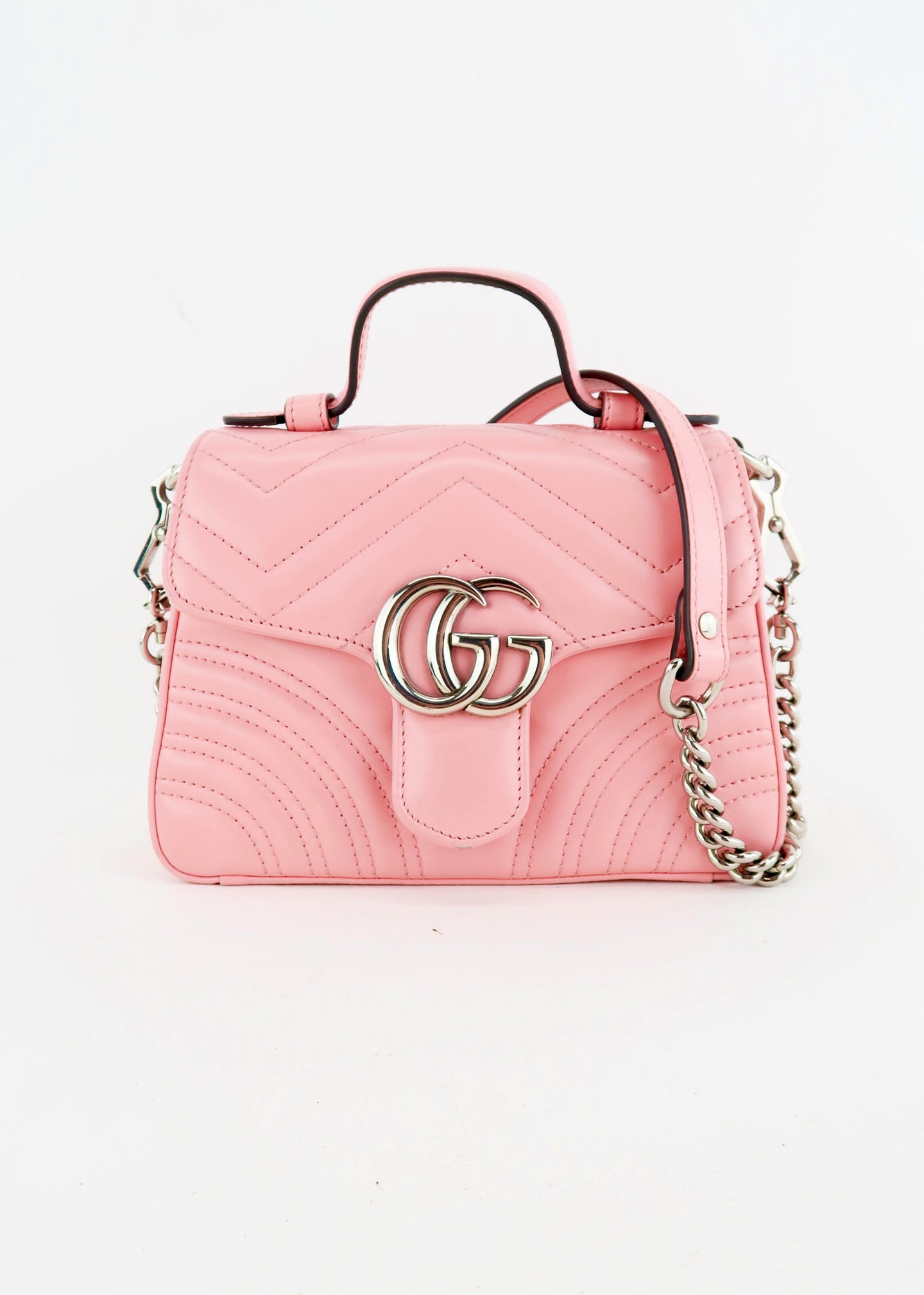 Gucci Marmont Matlasse Top Handle Pink
