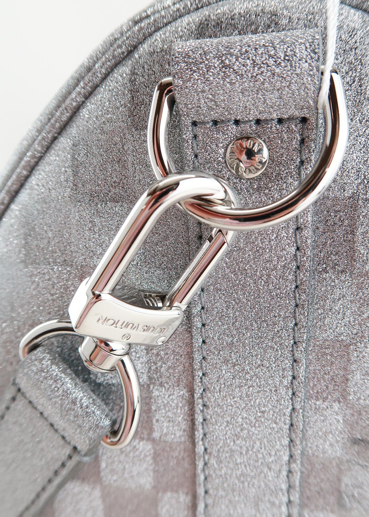 Louis Vuitton Silver Glitter Damier Leather Keepall 50 Bandoulière