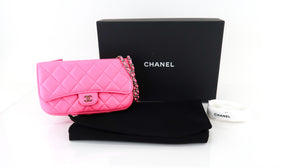 Chanel Lambskin Phone Crossbody Neon Pink
