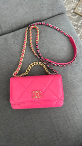 Chanel 19 Wallet on Chain NeonPink