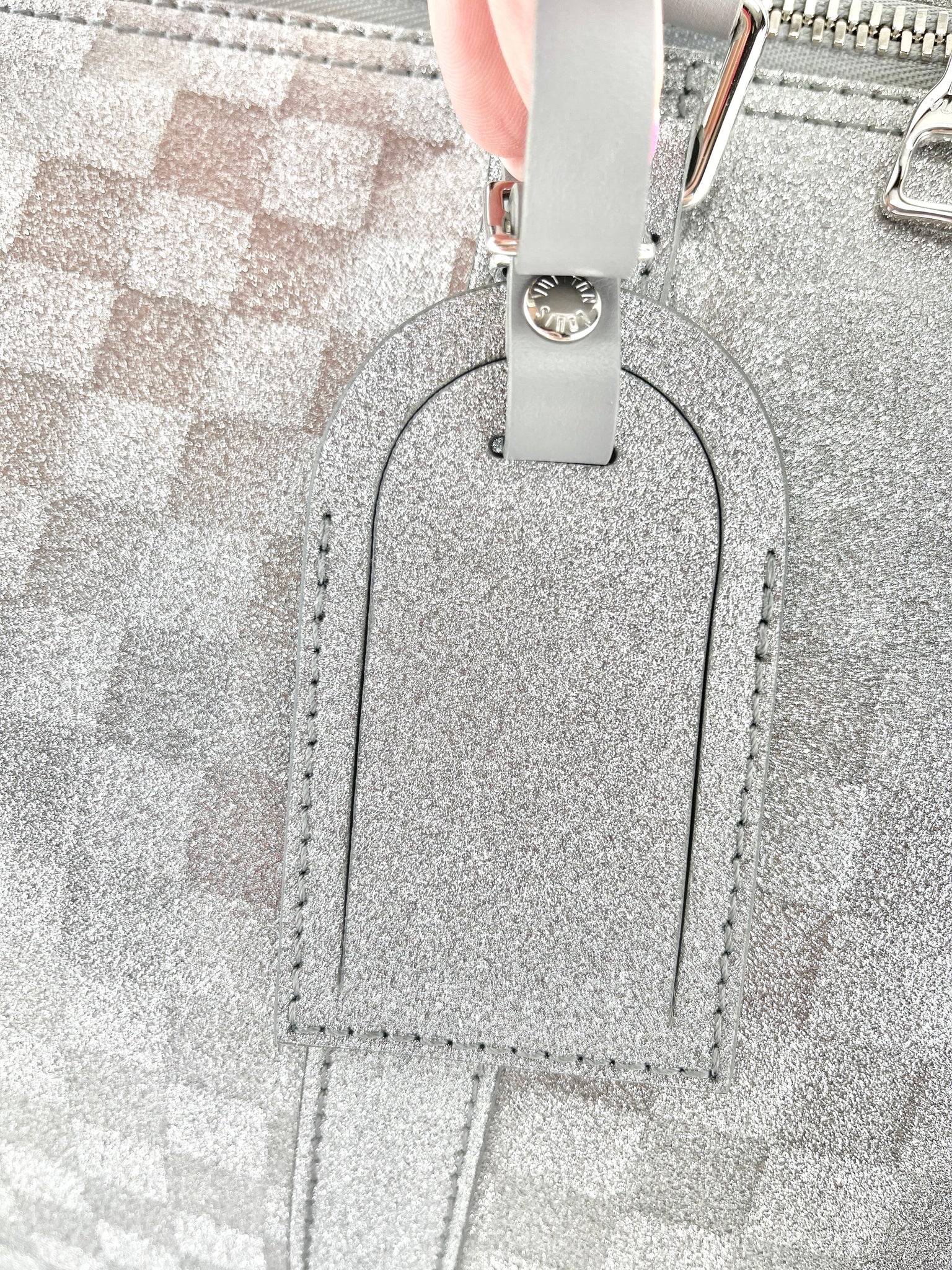 Louis Vuitton Duffle Keepall Bandouliere 50b Silver Glitter Damier Luggage  Dc44