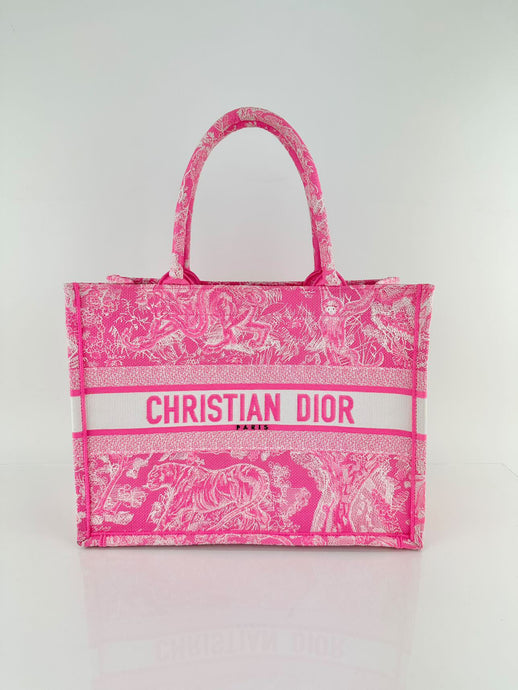 Dior Medium Book Tote Neon Pink