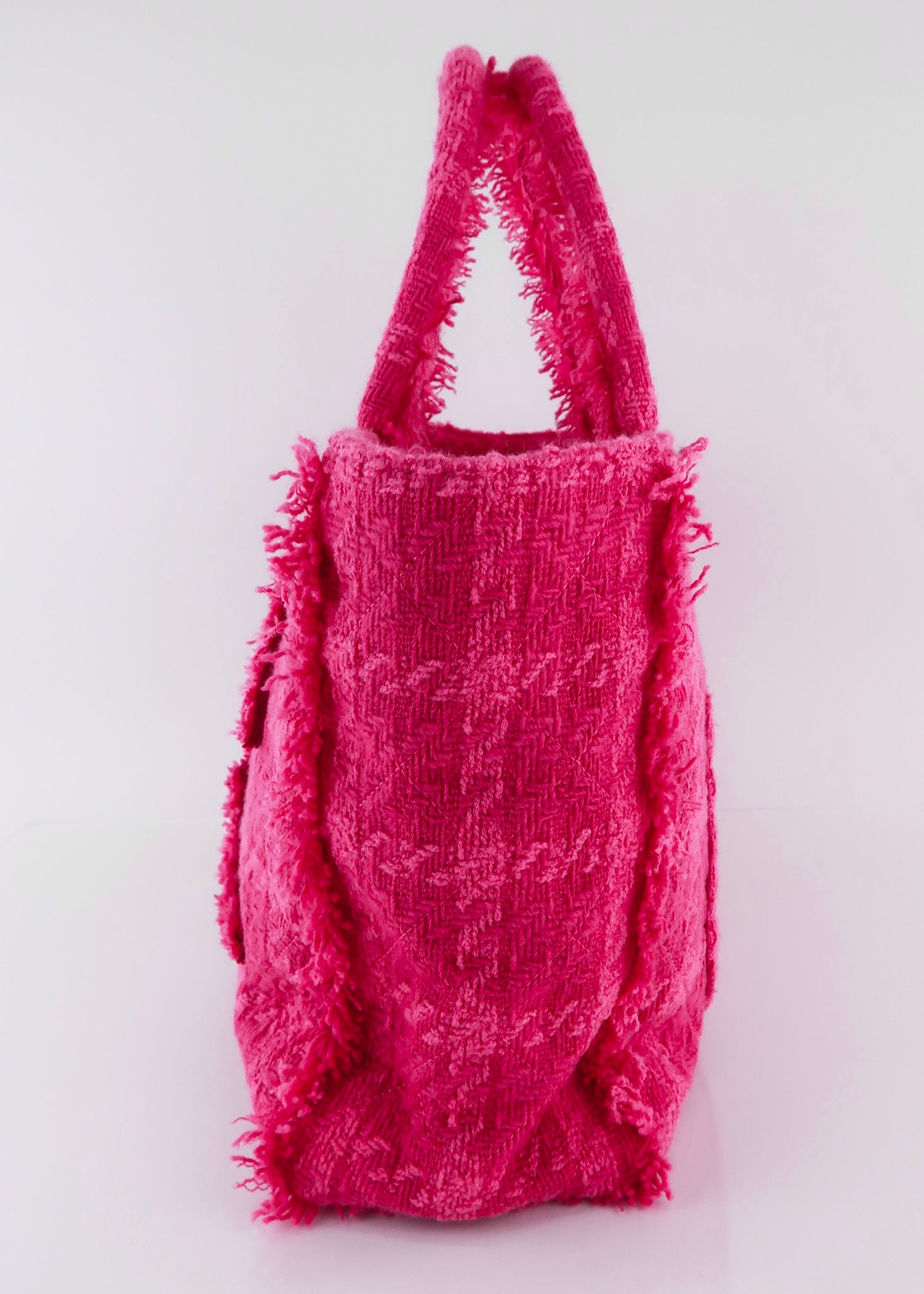 CHANEL Wool Tweed Large Zipped Shopping Tote Pink 1269796