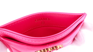 Chanel 19 Goatskin Card Holder Neon Pink
