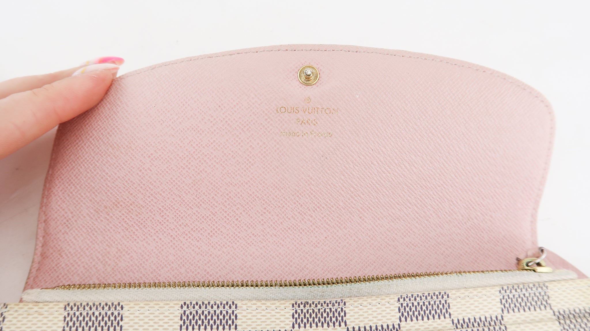 💯 Auth Louis Vuitton LV Bouton de Rose Pink & Damier Azur Mini