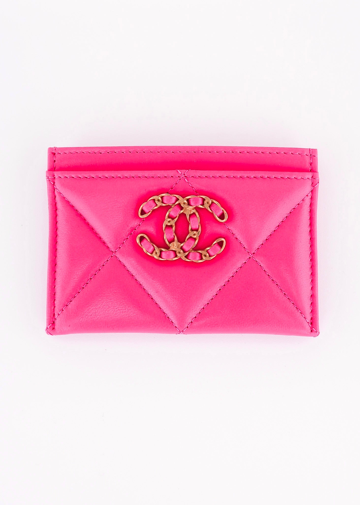 Chanel 19 Goatskin Card Holder Neon Pink – DAC